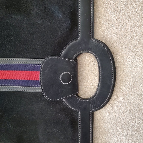 Vintage Gucci Blue Suede Handbag Purse Authentic - Picture 6 of 8